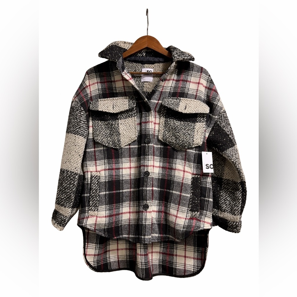 SO Plaid Button-Up Jacket NWT